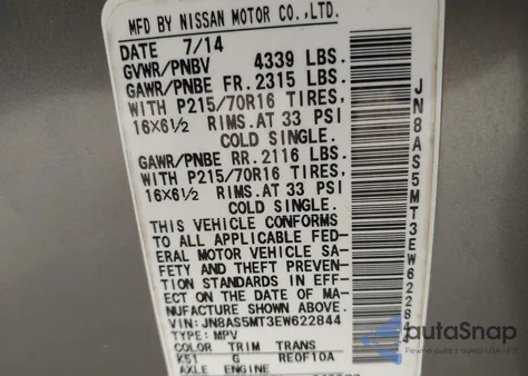 2014 Nissan Rogue Select S z USA, uszkodzony, nr VIN JN8AS5MT3EW622844